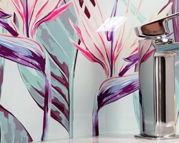 Paradise glass printed Feature Tile for kitchen bathroom or utility room from For the Floor and More