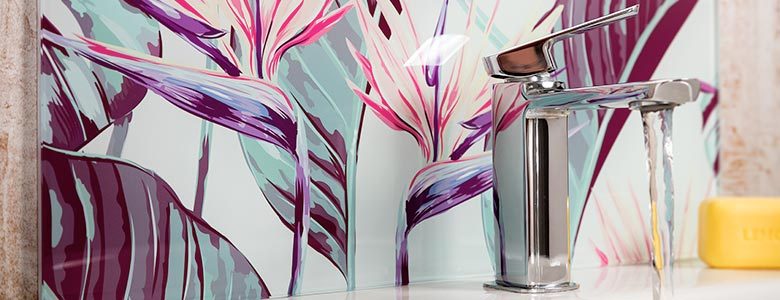 Paradise glass printed Feature Tile for kitchen bathroom or utility room from For the Floor and More