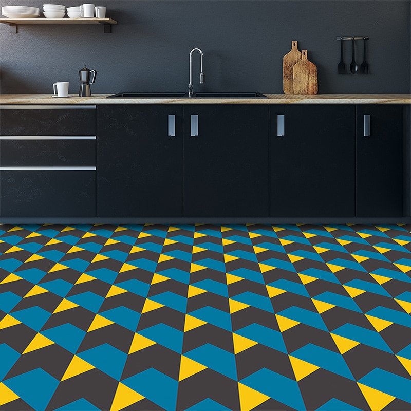 Harrow geometric patterned vinyl flooring in a kitchen