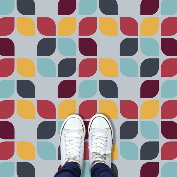 Image of bespoke Kaskad design available as a colourful and vibrant vinyl floorcovering