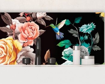 Image showing floral Feature Wall Tiles exclusive glass patterns from forthefloorandmore.com