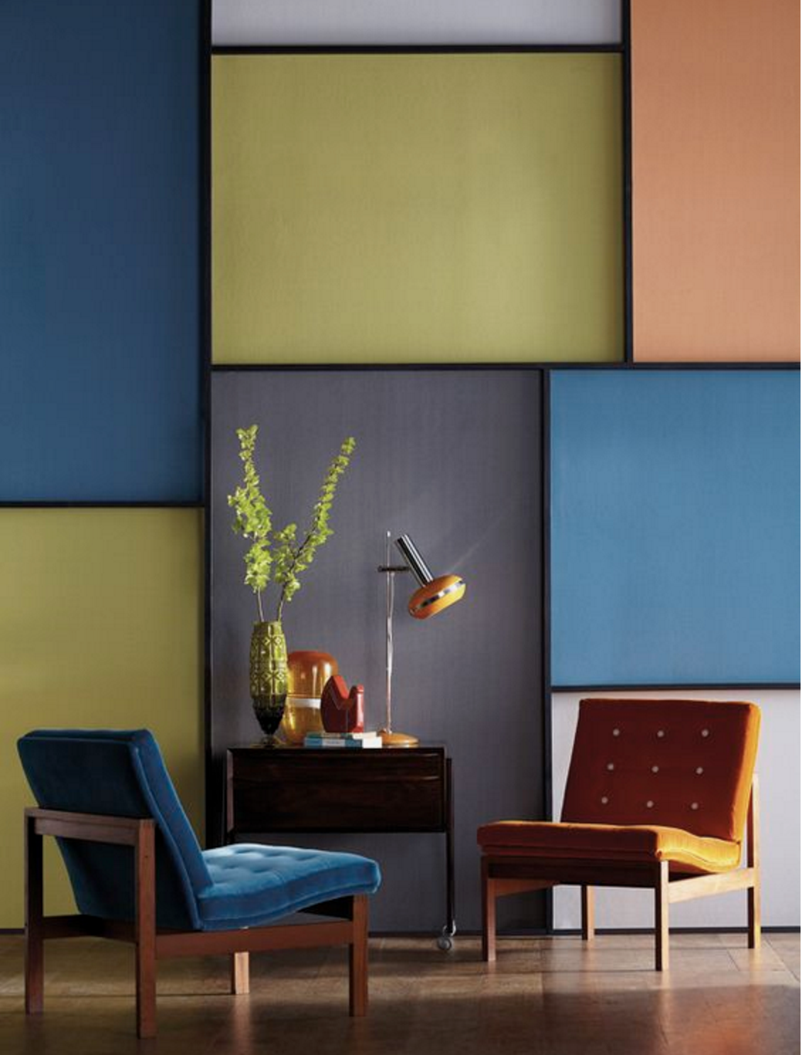 Image of a wall and Colour blocking ideas in a blog post by forthefloorandmore.com