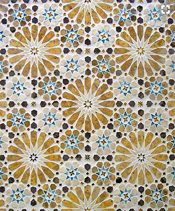 Image of a tiled floor moroccan style tile design used in a blog post by forthefloorandmore.com