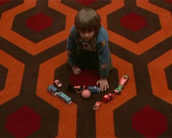 Featured image showing Danbny and the iconic flooring pattern from the movie The Shining used in a blog post by forthefloorandmore.com