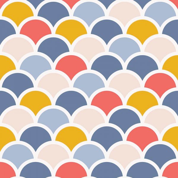 Image of Nova mermaid tile scalloped pattern used in a range of home decor products by For the Floor and More