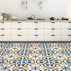 Katie Navy blue patterned vinyl swatch