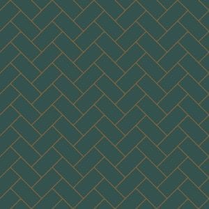 Image of a bespoke deep green herringbone vinyl flooring only available from forthefloorandmore.com