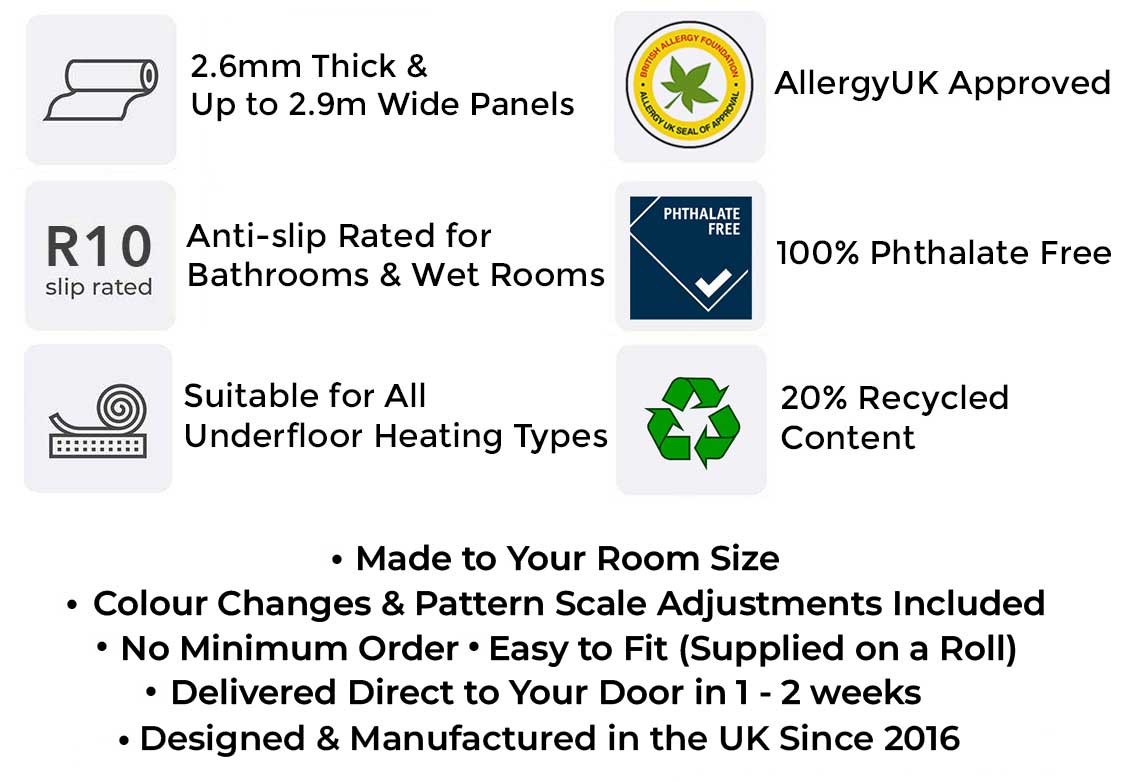 Bespoke vinyl flooring from For the Floor & More - scale changes, colour swaps, all as standard.