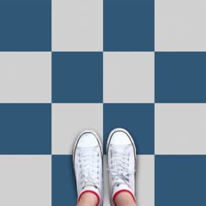Chess tonal checkerboard flooring, exclusive from For the Floor & More