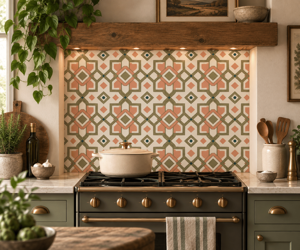 Alstone patterned glass splashback in a kitchen