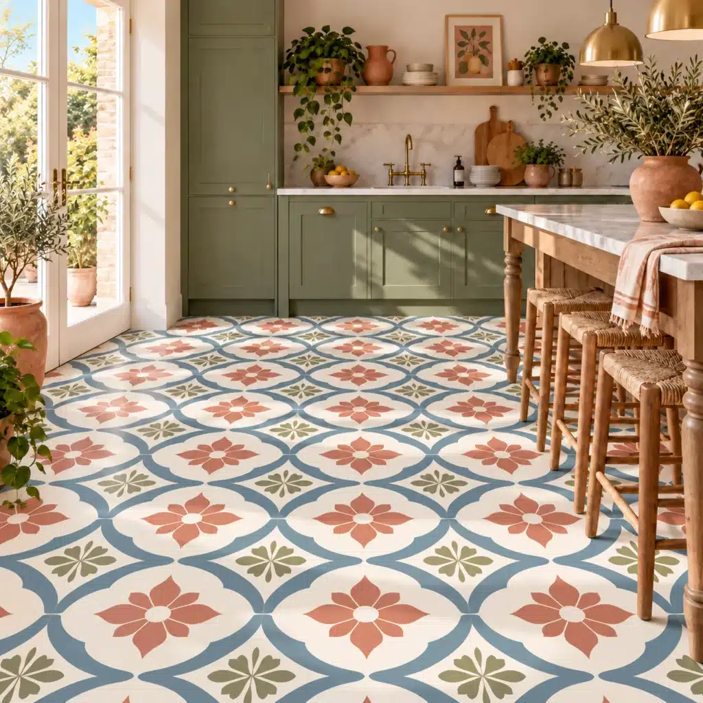 Birchall patterned vinyl flooring in a customer kitchen