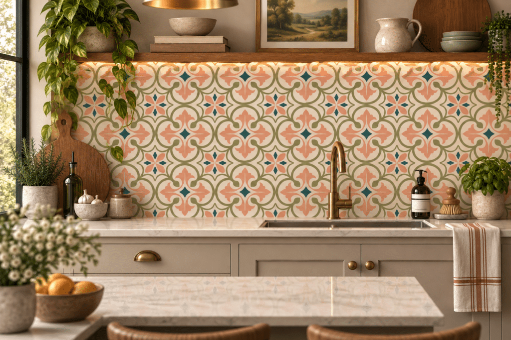 Ilam patterned glass splashback in a kitchen