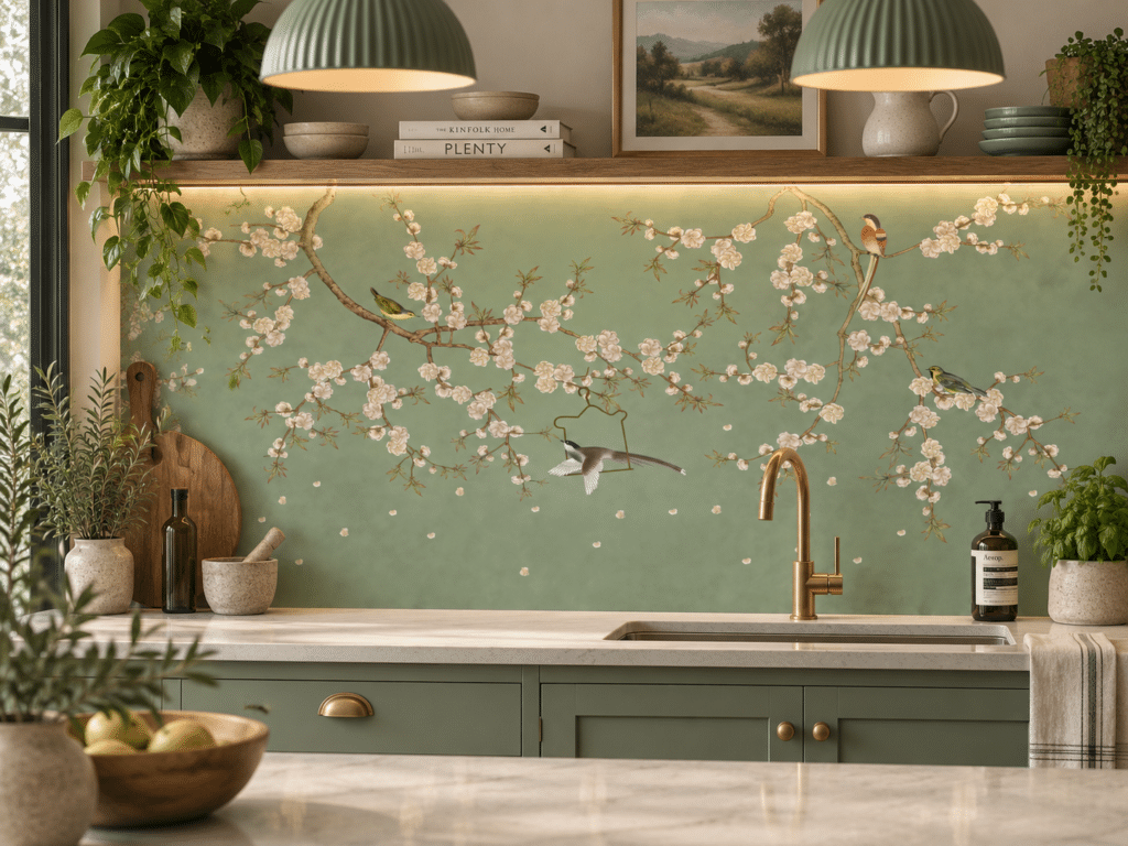 Niko patterned glass splashback in a kitchen